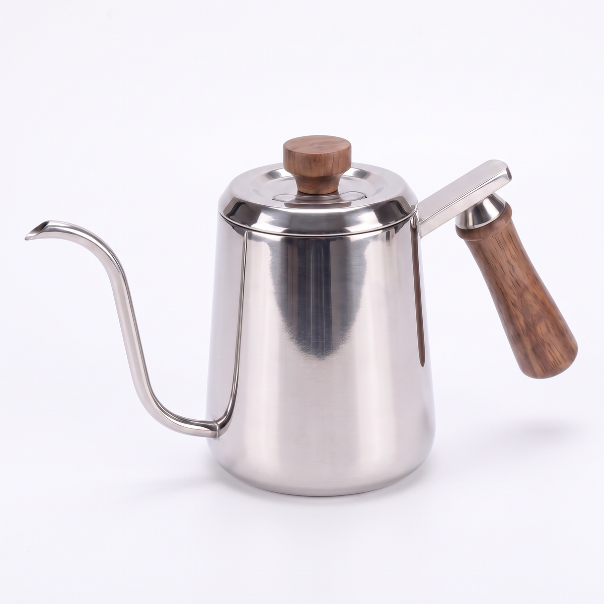 Chaleira Bico de Ganso em Aço Inox, versão inox, fundo branco