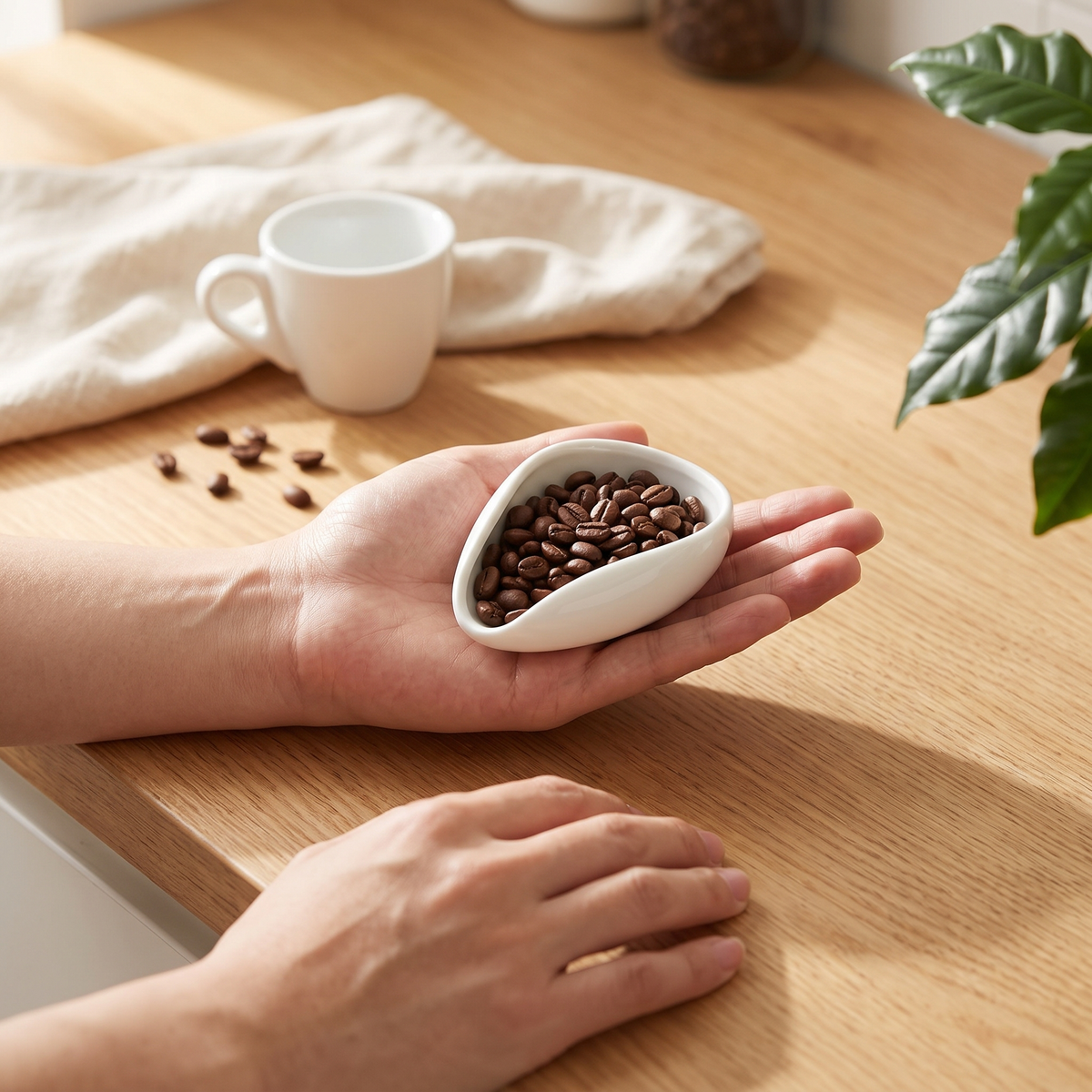 Copo Dosador de Café em Cerâmica para Grãos e Pó