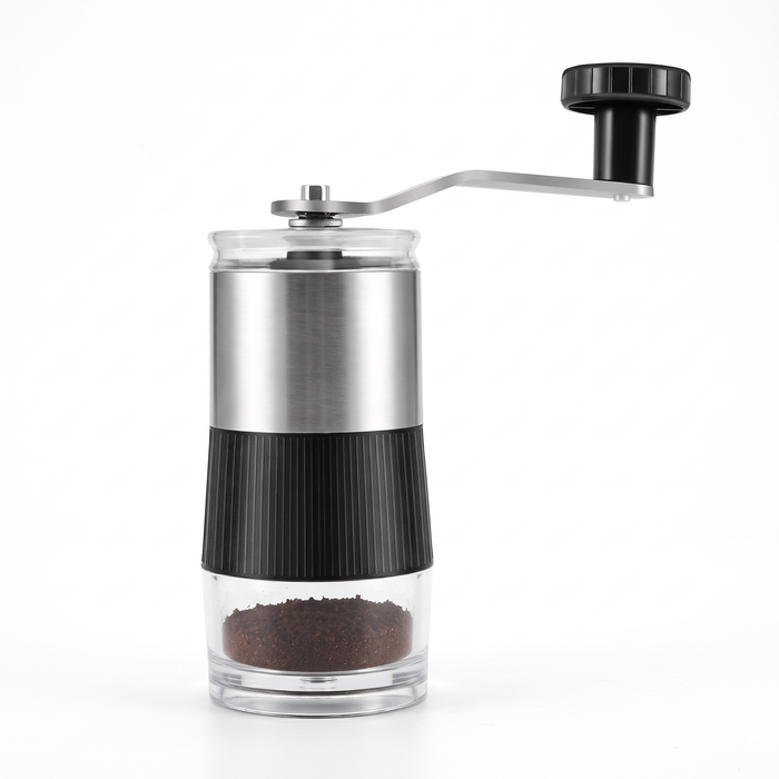 Moedor de Café Manual com Mó de Cerâmica e Corpo Transparente