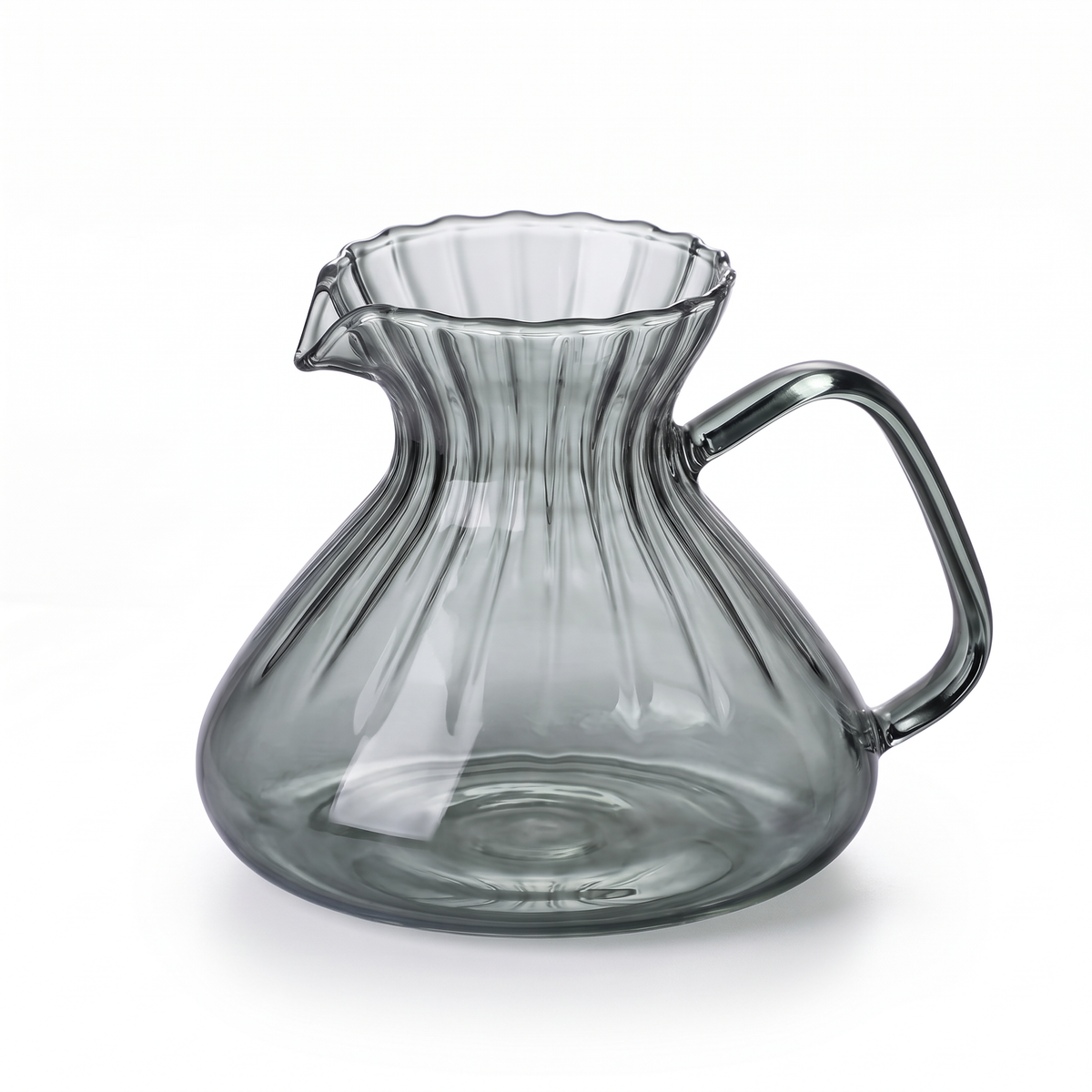 Bule de vidro para café coado, versão cinza, fundo branco