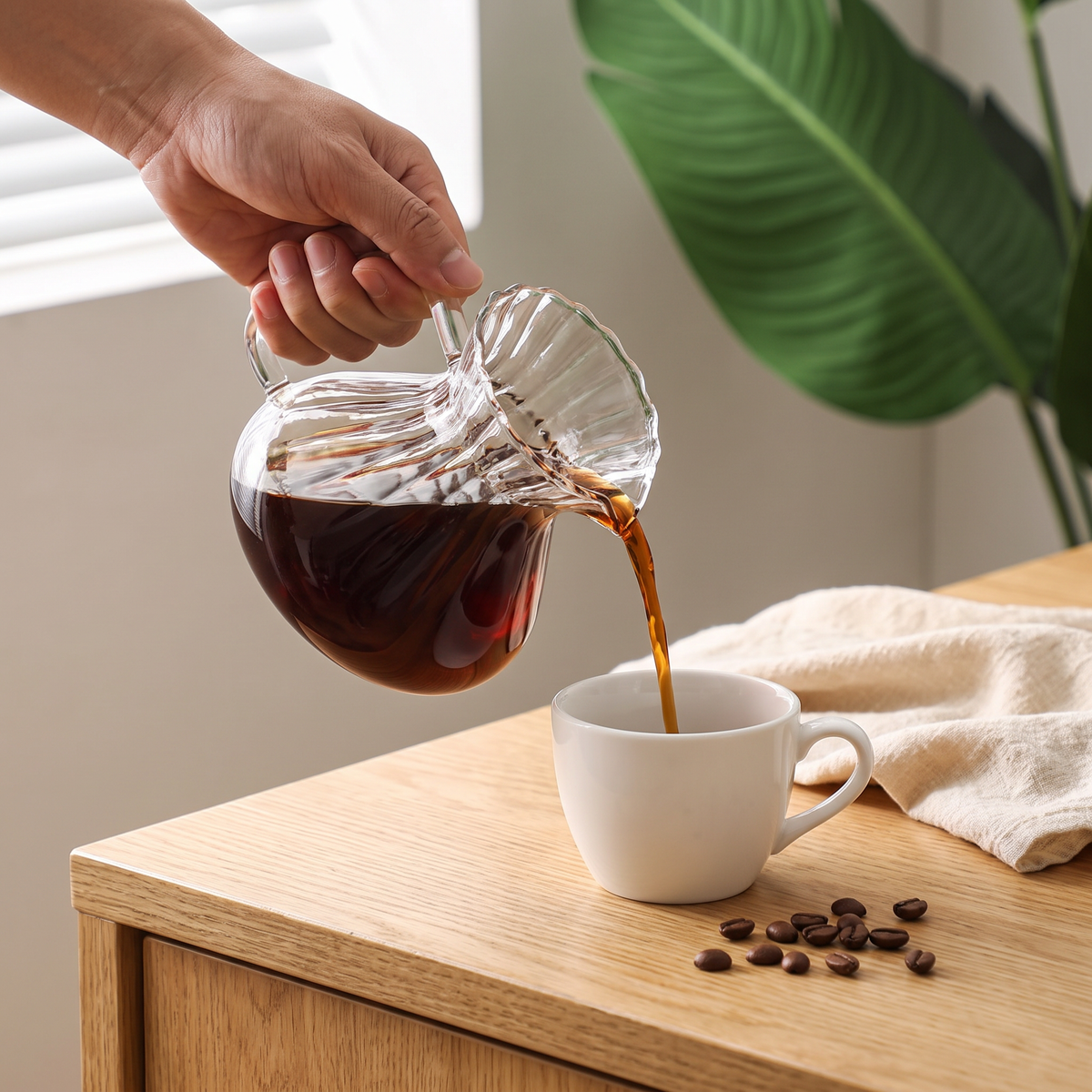 Bule servindo café em uma xícara