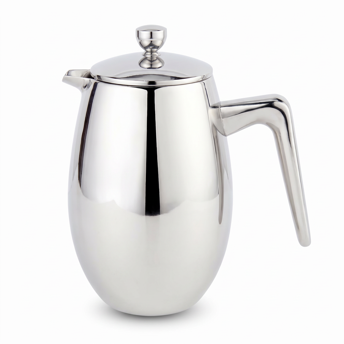 Prensa francesa térmica em aço inox 304, fundo branco