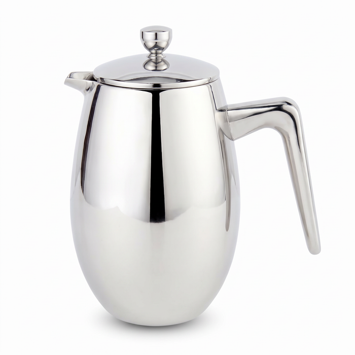 Prensa francesa térmica em aço inox 304, fundo branco
