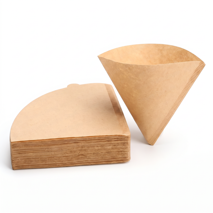Filtros de papel cônicos nº 2 não branqueados, fundo branco