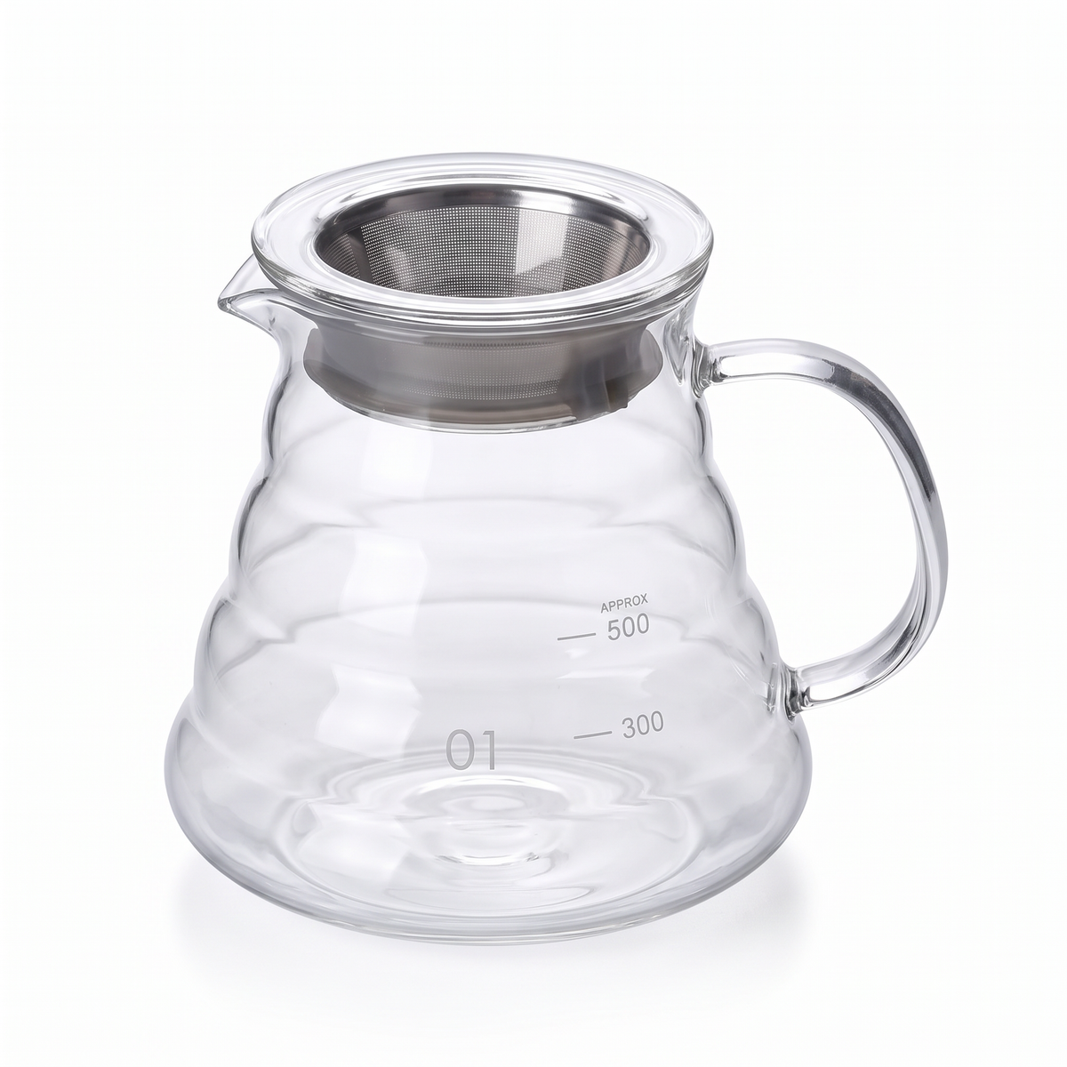 Jarra de vidro para café coado 600ml com tampa, fundo branco