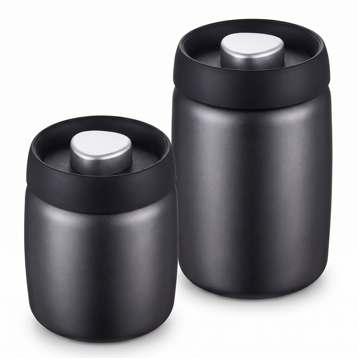 Pote de aço inox 304 a vácuo para café, fundo branco