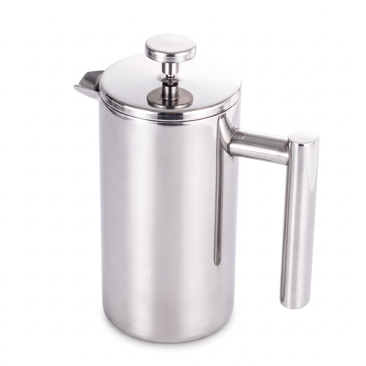 Prensa francesa de aço inox parede dupla, fundo branco